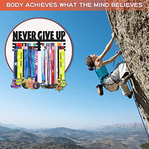 Medal Display Hanger - Never Give Up Wall-Mounted Hook Rack