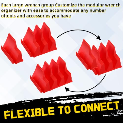 36 Pcs Modular Wrench Organizer Holder 2 Sets Magnetic Wrench Organizers Storage Magnetic Modular Tool Racks for Tool Box Drawer Organization Storage Gift for Father Brother(Red&black)