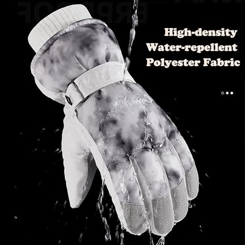 Water-Repellent Winter Ski Gloves for Men & Women - Black Tie-Dye
