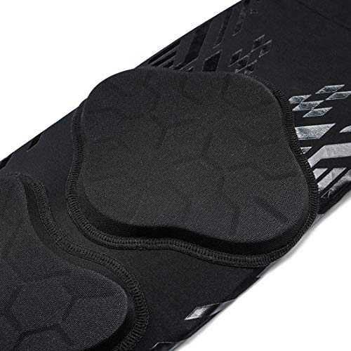 Kuangmi Knee and Shin Guard Sleeves for Basketball, Soccer, Wrestling - Large Black Pair