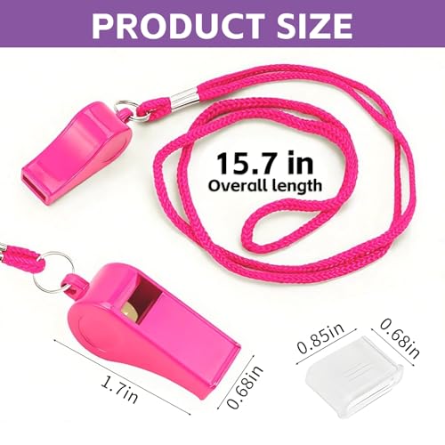 Loud Pink Whistles with Lanyard - Set of 2 for Coaches & Referees