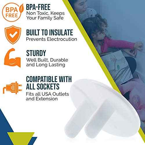 Outlet Covers Baby Proofing (50 Pack) Safe & Secure Electric Plug Protectors | Sturdy Childproof Socket Covers for Home & Office | Easy Installation | Protect Toddlers & Babies | White