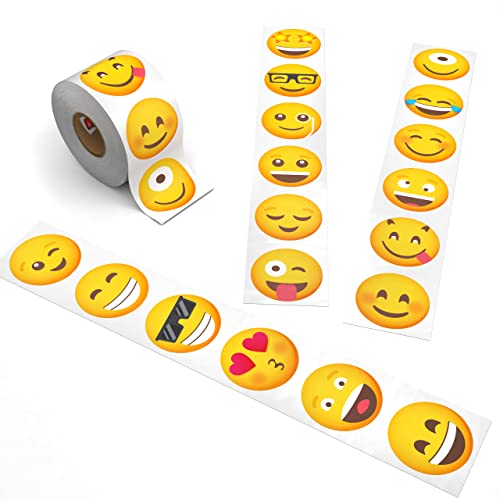 Emoticon Stickers for Kids - 1.5" Smile Circle Stickers - 18 Designs