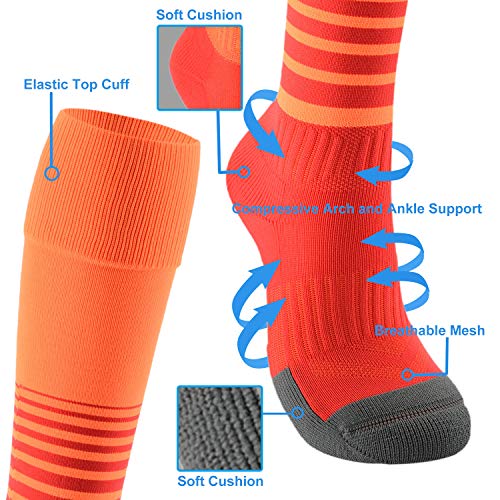 Boys Cushioned Knee-High Athletic Soccer Socks - Small Orange