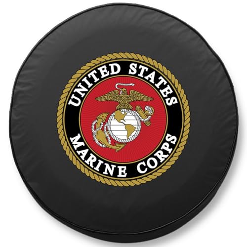 Marine Corps Tire Cover - Size J (27"x8") Black Vinyl