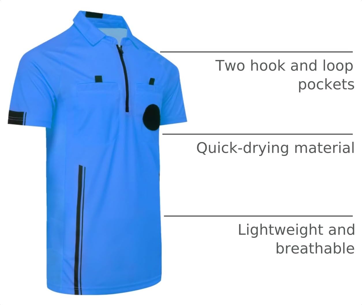 Soccer Referee Shirt Jersey Kit Official Short Sleeve Ref Shirts Uniform Halloween Costume for Men & Women Blue S