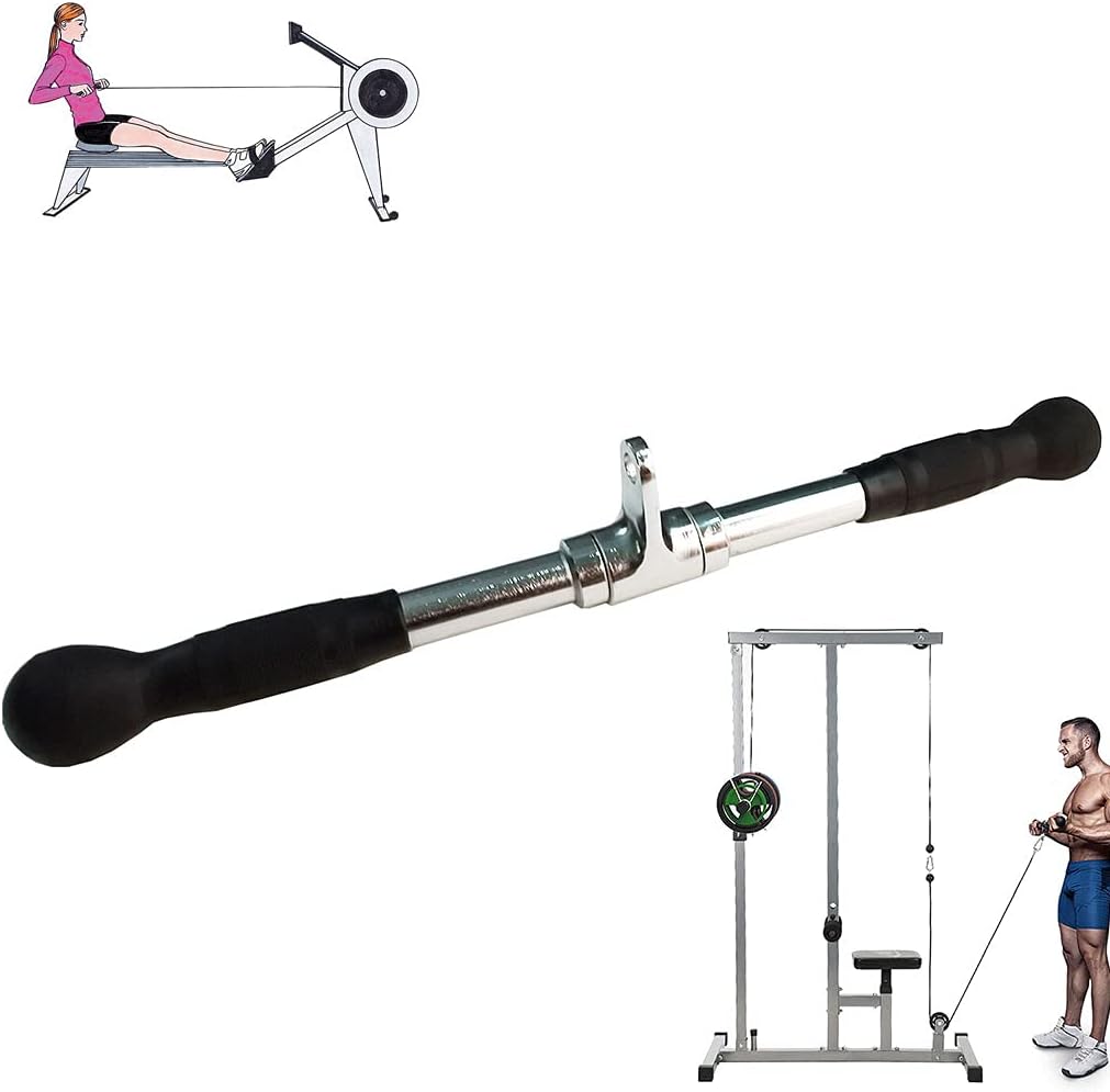 Wide Grip LAT Pull Down Bar | Chrome Plated Steel Cable Attachment for Home Gym - 880lb Capacity
