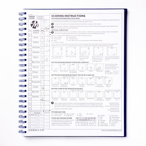 Premium Baseball Softball Scorebook - 60 Games, Durable Hardcover
