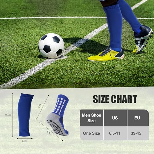 Grip Soccer Socks with Shin Guard Sleeves - Non-Slip Leg Sleeve for Men & Women