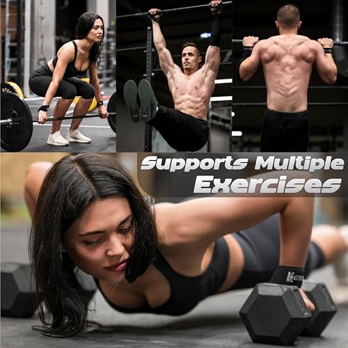 ACTIVE CORE ESSENTIALS Black Neoprene Padded Weightlifting Wrist Straps - 22.5 Inch Cotton Support for Men & Women