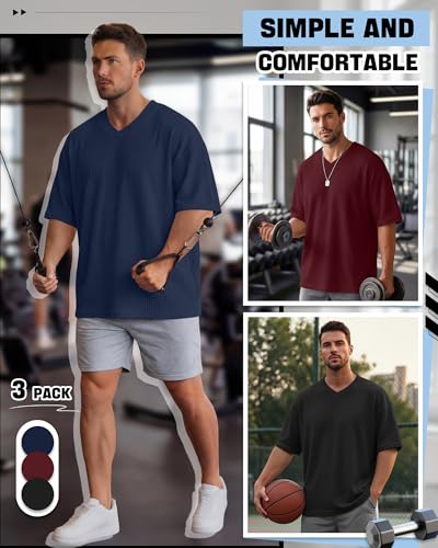 Men's Oversized Waffle T-Shirts - 3 Pack