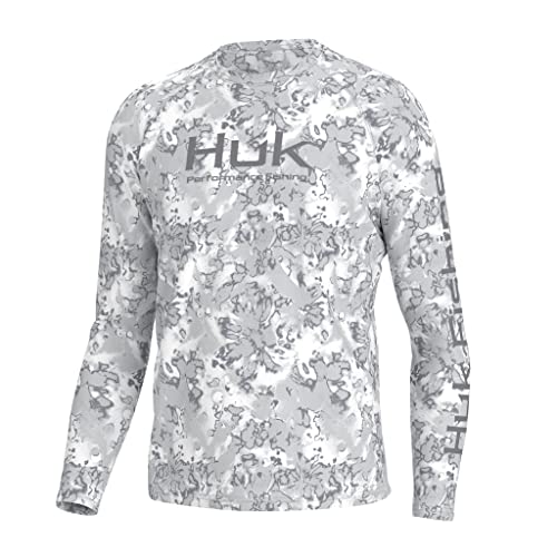 Huk Men's Pursuit Hogzilla Long Sleeve Fishing Shirt - SeaShell Pink, Small, Medium/Harbor Mist