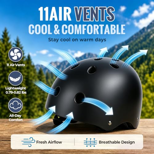 Kids Bike Helmet Black 18.9-22 inch Adjustable Toddler Youth Safety Gear