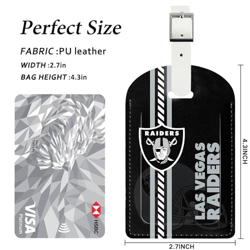 Football Themed Luggage Tags - 2 Pack PU Leather Suitcase Tags