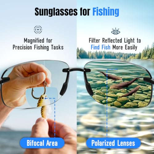 Murddoa Lightweight Wrap-Around Polarized Bifocal Sunglasses +2.00 Men Women Black Frame Grey Lens