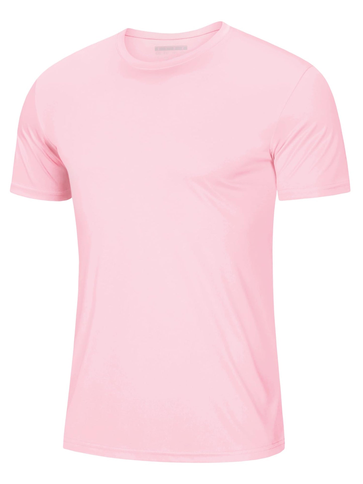 Mens Quick Dry T-Shirt - Short Sleeve Running Shirt - Sun Protection - Active - Light Pink M