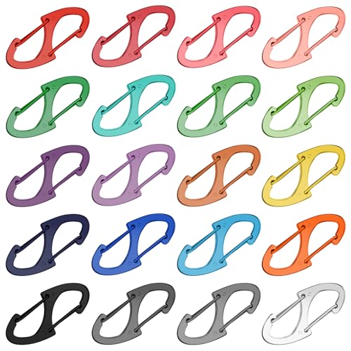 20-Piece S Carabiner Clip Set - Mini Colorful Keychain Hooks