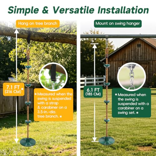 Climbing Rope with Disc Swing Seat Set - Green Disc Swing