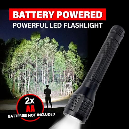 High Lumens Zoomable LED Flashlight, 3 Modes, AA Battery Powered ? Powerful for Camping, Outdoor, and Emergency Use,2-Pack
