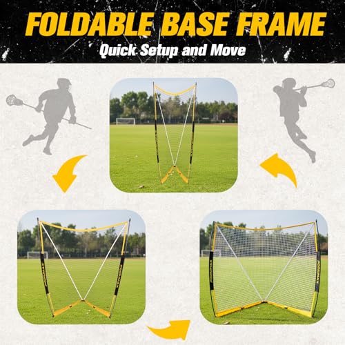 Foldable Lacrosse Goal 6x6x7 FT - Durable Steel Frame with Carry Bag