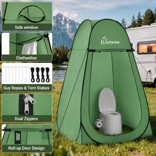 WolfWise Pop Up Shower Tent for Camping Essentials, Compact &