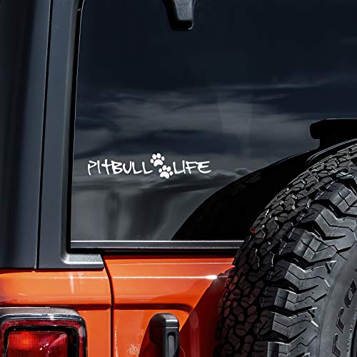 Pitbull Dog Decal Vinyl Sticker - 8" x 1" - White