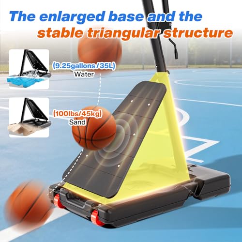 Portable Basketball Hoop with 40-Inch Impact Backboard - Adjustable Height 5.5-10FT - Black