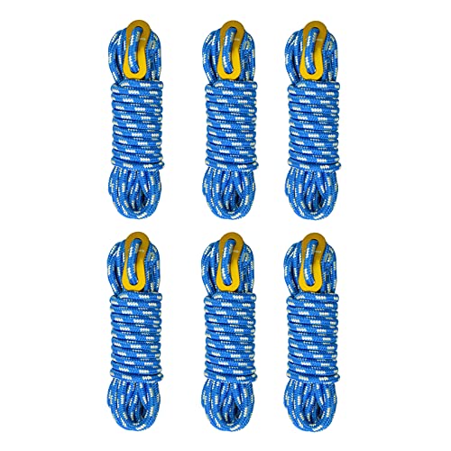 GEERTOP Blue 6 Pack 5mm Ultralight Tent Guy Lines with Aluminum Tensioners