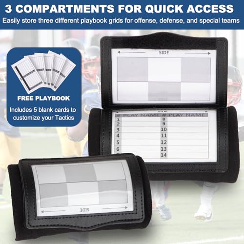 Football Wristbands with 5 Playbook Cards - Black, 1 Pack