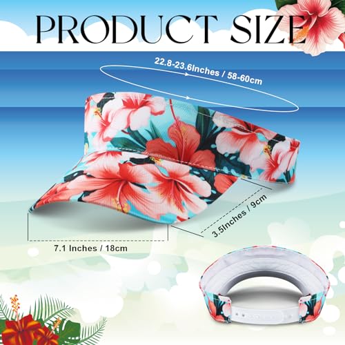 Hawaiian Floral Visor Hat for Women - Adjustable Beach Cap