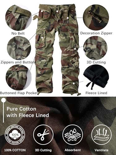 Men's Fleece Lined Outdoor Hiking Cargo Work Pants Casual Ski Ripstop