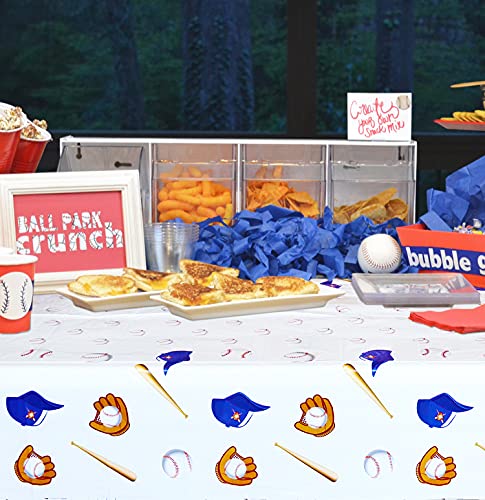 Baseball Themed Tablecloth - 4 Pack Disposable Plastic Covers