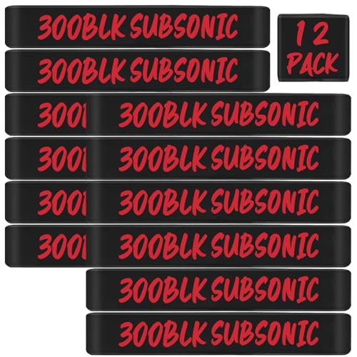 .300 Blackout Subsonic Magazine Marking Bands - 12 Pack Black-Red