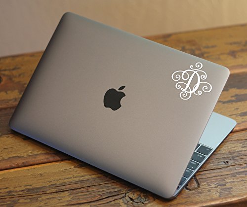 Die Cut Monogram Decal Sticker - Letter D, White