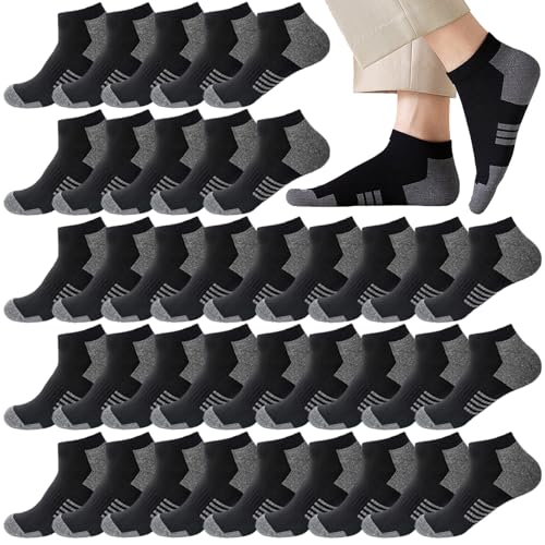 Low Cut Ankle Socks for Men - Thin Breathable Casual - 12 Pairs Black