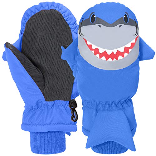 Winter Ski Gloves for Kids - Warm Easy-On Mittens, Blue02, 4-6Y
