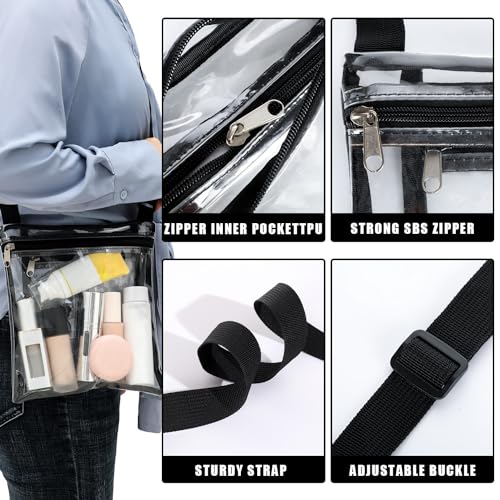 Clear Stadium Bag for Women - Transparent Purse - Black