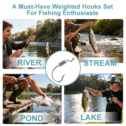 40pcs Weighted EWG Fishing Hooks Set with Box - 5 Sizes