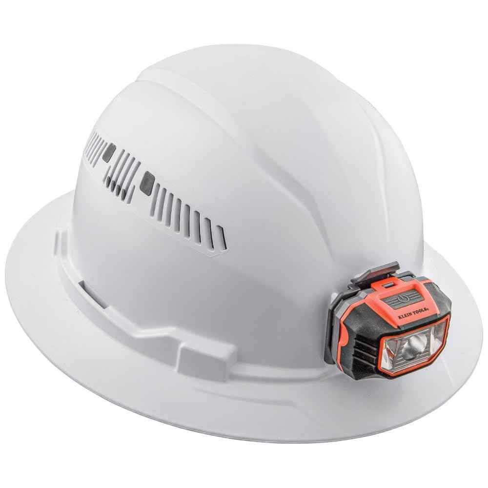 Klein Tools 60407 Hard Hat, Light, Vented Full Brim Style, Padded, Self-Wicking Odor-Resistant Sweatband, White