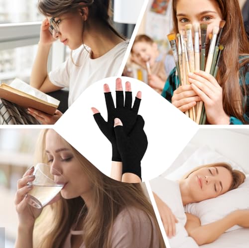 Fingerless Compression Gloves for Arthritis - X-Large Black