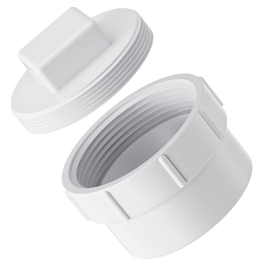 Oblectatio 3" PVC Sewer Cleanout Adapter with Plug Pipe Fitting - Durable DWV Flush Cap for Drainage Systems