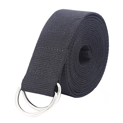 Yoga Strap for Fitness & Exercise - Durable 10ft Cotton - Black