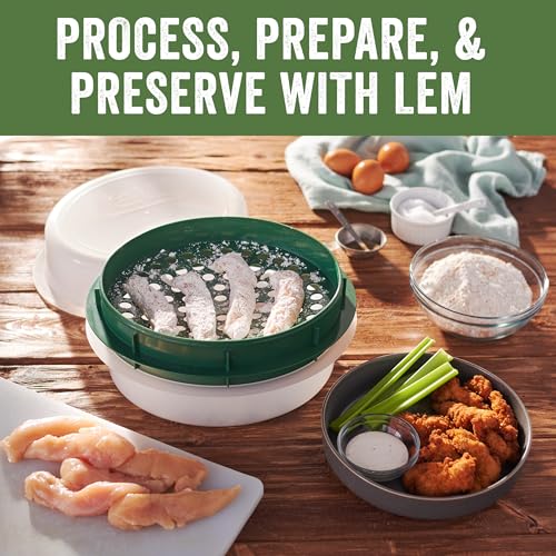 LEM OS Batter Bowl with Lid - Translucent Green Plastic, Easy Breading & Mess-Free