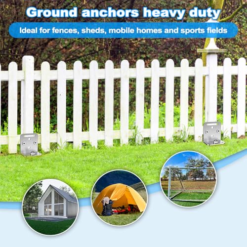 24-Inch Ground Anchors - Heavy Duty Steel with 2.7" Blade, 6 Pack