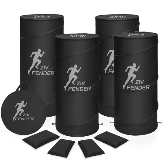 ZivPlay Pop Up Defender Soccer and Basketball Defender Dummy Practice Equipment for Defence Training Drills with Pack of 3 Pop Up Barrels Sand Bags and Carry Bag Color Black