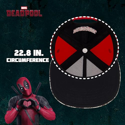 Marvel Deadpool Baseball Cap - Black Snapback Hat for Adults, Officially Licensed