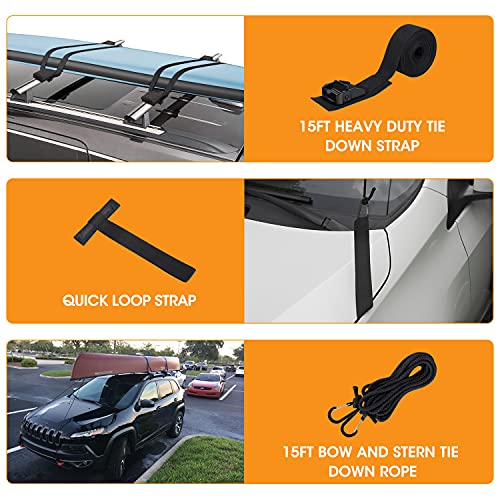 30" Roof Rack Pads with Straps for Kayak, Surfboard & Canoe