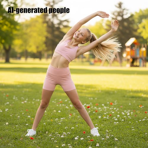 Girls High Waisted Athletic Shorts for Dance & Yoga - Pink, 7-8 Years