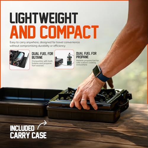 Smokey Camp 3000W Dual Fuel Portable Camping Stove with Adapter Pipe, Automatic Ignition