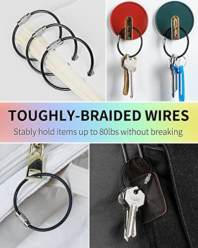4 Inch Stainless Steel Wire Keychain Cable - 20 Pack Black